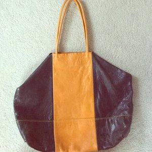 Banana Republic Black and Mustard leather Tote